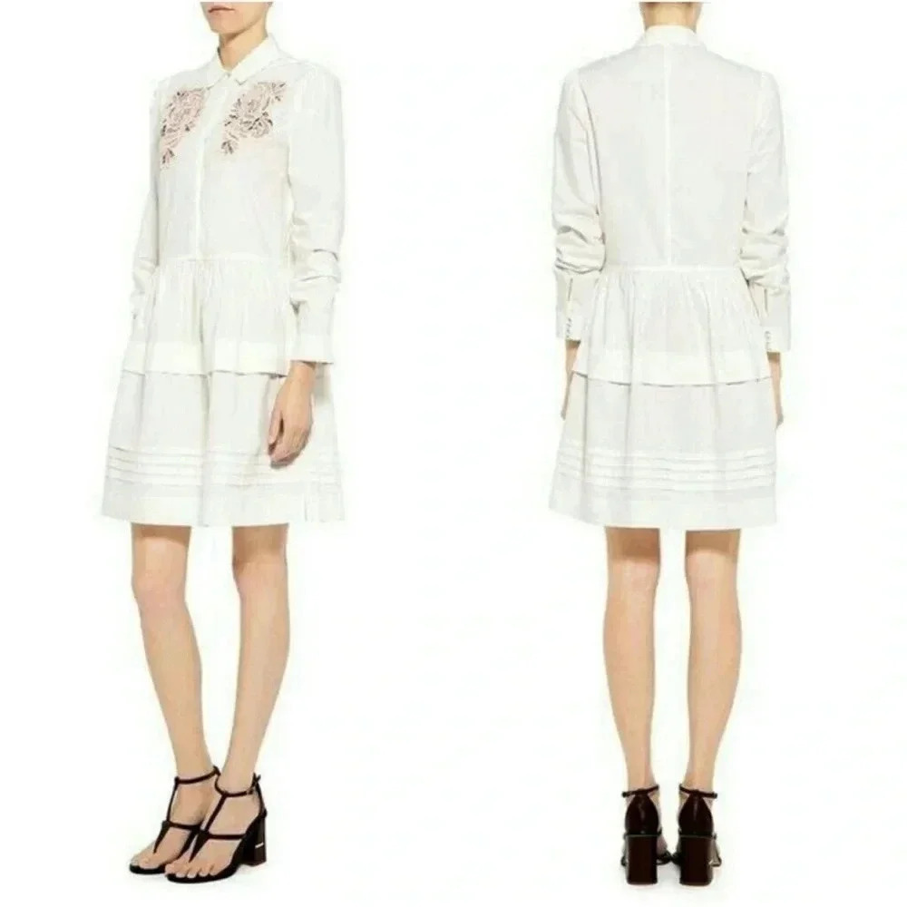 Rebecca Taylor embroidered button down mini dress